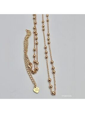18K Gold-Plated Ball Bead Chain Necklace 18'' Adjustable NWOT